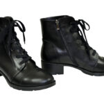 Ботинки черные женские кожаные демисезонные на каблуке