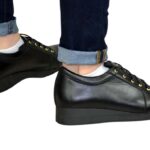 Туфли-кроссовки женские кожаные на утолщенной подошве