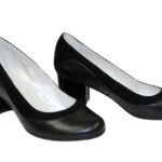 Женские классические туфли на невысоком устойчивом каблуке, натуральные кожа и замша