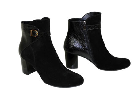 ботинки женские зимние осенние замшевые на невысоком каблуке, цвет черный