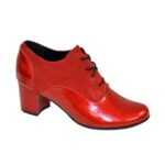 Туфли женские на устойчивом каблуке, натуральная замша и кожа красного цвета