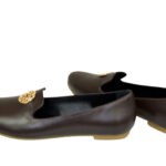 Женские кожаные коричневые туфли на низком ходу