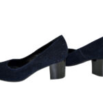 Женские замшевые туфли на невысоком каблуке, цвет синий