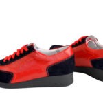 Туфли-кроссовки женские на утолщенной подошве, синий/красный цвет