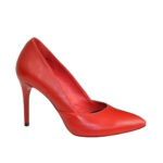 Классические женские кожаные туфли на шпильке, цвет красный