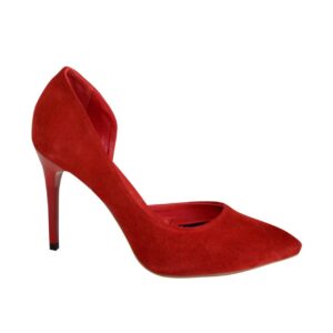 Жіночі замшеві червоні туфлі на шпильці