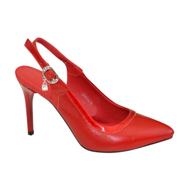 Стильные кожаные туфли женские на шпильке, цвет красный