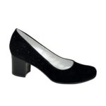 Женские замшевые туфли на невысоком каблуке, цвет черный
