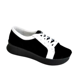 Кросівки жіночі на потовщеній підошві чорного кольору, чорний+білий