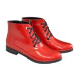 Ботинки женские красные лаковые на шнуровке