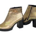 Ботинки зимние женские кожаные на устойчивом каблуке