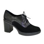 Женские черные замшевые туфли на устойчивом каблуке