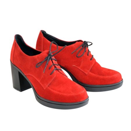 Туфлі жіночі замшеві червоні, на широкому підборі