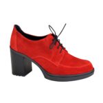Туфли замшевые красные женские на устойчивом каблуке,39 размер