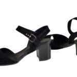 Босоножки замшевые черные женские на устойчивом каблуке