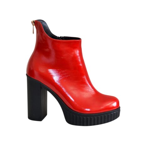 Червоні лакові черевики жіночі на високих підборах, натуральна шкіра