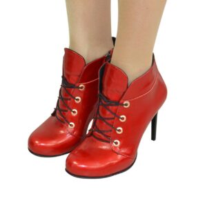 Ботинки женские кожаные красного цвета на шпильке, осень-зима