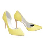 Женские туфли на шпильке из натуральной кожи флотар желтого цвета