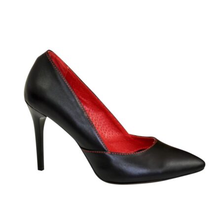 Жіночі класичні туфлі чорного кольору на шкіряні шпильці