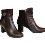 Женские коричневые демисезонные ботинки на невысоком каблуке