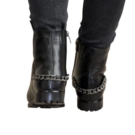 черевики шкіряні жіночі зима-осінь на низькому ходу, колір чорний
