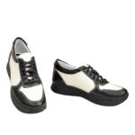 Стильные женские туфли на шнуровке, цвет черный/бежевый