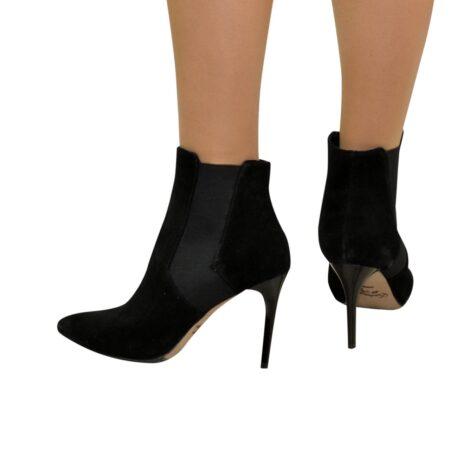 Жіночі чорні замшеві класичні черевики на шпильці, демісезон-зима