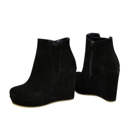 черевики жіночі замшеві зима-осінь на платформі, колір чорний
