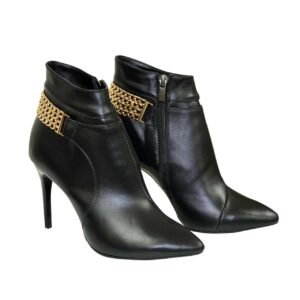 Женские классические кожаные ботинки черного цвета украшены цепью, демисезон-зима