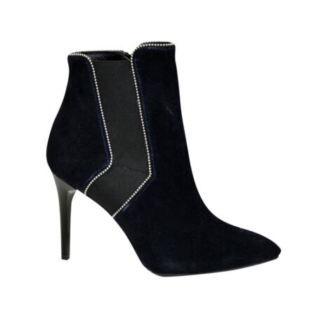 Замшеві класичні жіночі черевики синього кольору на шпильці, демісезон-зима