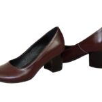 Туфли женские бордовые кожаные на невысоком устойчивом каблуке