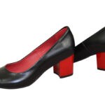 Женские черные кожаные туфли на невысоком устойчивом каблуке