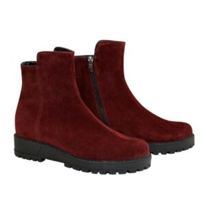 жіночі замшеві стильні черевики зима-осінь на потовщеній підошві, колір бордо