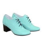Туфли женские кожаные на устойчивом каблуке, цвет мята