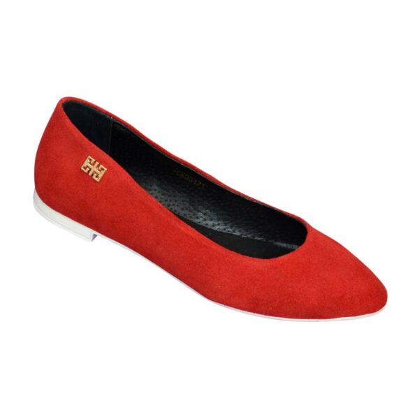 Женские замшевые туфли-балетки с заостренным носком, красный цвет