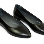 Женские кожаные туфли-балетки с заостренным носком, цвет черный, 36 размер