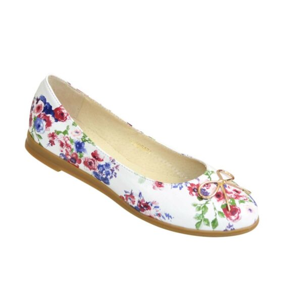 Женские туфли, из натуральной кожи с цветочным принтом, на низком ходу