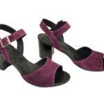 Босоножки замшевые женские на устойчивом каблуке, цвет фиолетовый