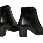 Ботинки женские кожаные зимние на устойчивом каблуке, цвет черный