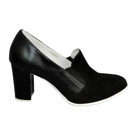Женские классические черные туфли на высоком каблуке, натуральная замша и кожа