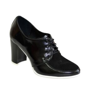 Жіночі класичні чорні туфлі на високих підборах, натуральна шкіра та замша