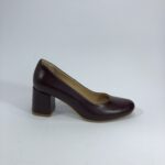 Женские туфли кожанные бордовые на устойчивом каблуке