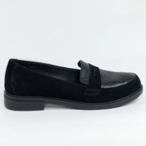 Туфли женские замшевые вставки из питона цвет черный