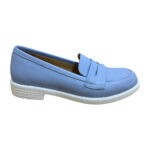 Жіночі шкіряні туфлі блакитного кольору на полегшеній підошві