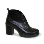 Стильные женские кожаные ботинки демисезонные на устойчивом каблуке